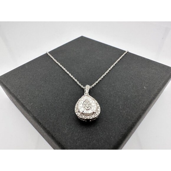 Pear Cut Natural Diamond Pendant Necklace - Picture 10 of 15